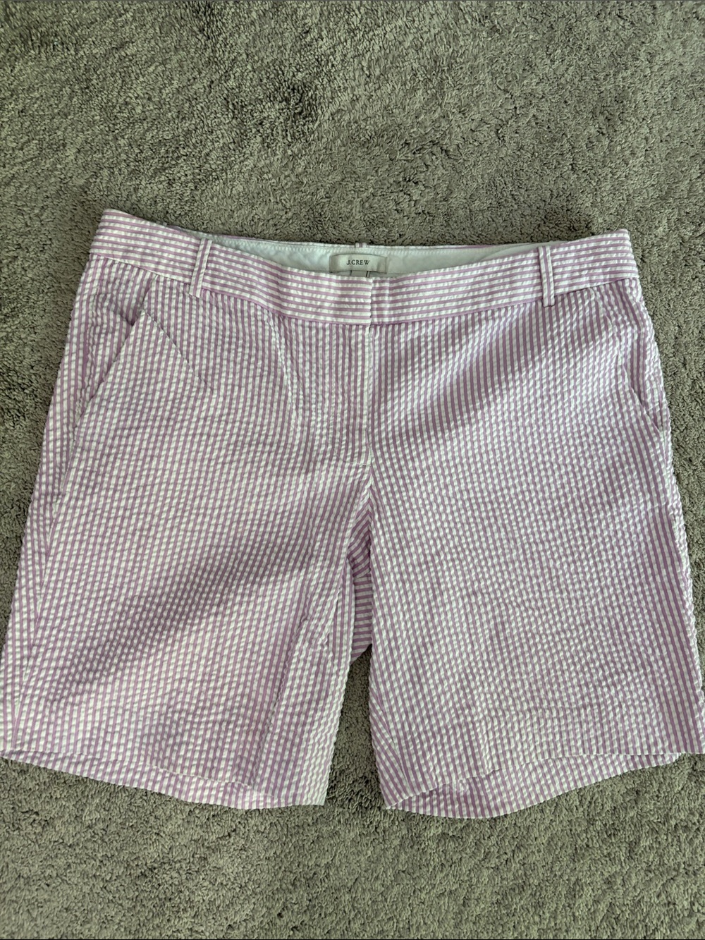 J. Crew Lavender Pink Seersucker Bermuda  Shorts 12